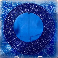 Blue Plate Special No. 4   Fused Glass with Handmade Murrini